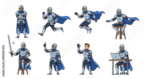 Collection of Knight Poses and Actions.