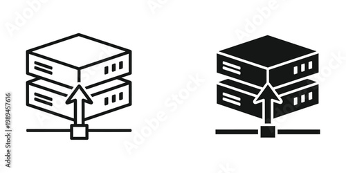 Comparison of traditional and modern server storage systems with data upload arrows