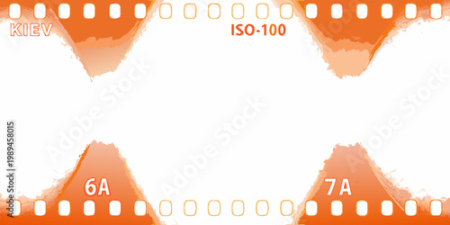 Film strip with kiev and iso 100 markings showing frame numbers