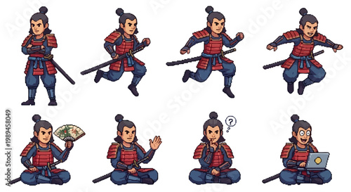 Samurai Warrior Character Sprite Sheet Collection.