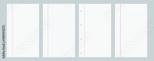 Foto paper notebook note line background with grid pad sheet school white memo reminder layout