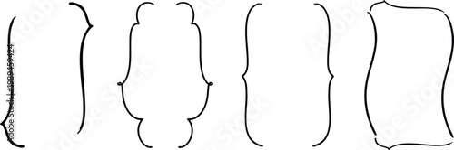 Tableau sur toile Set of decorative bracket frames in hand drawn outline style for elegant typography layouts