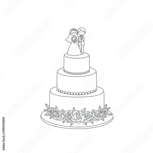 Elegant wedding cake sketch a tiered celebration of love and commitment