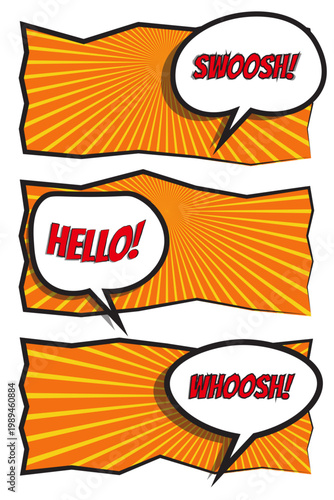 Set of comic page of colorful frames illustration, comic background template, colorful conversation template background, blank colorful comic abstract background with SWOOSH