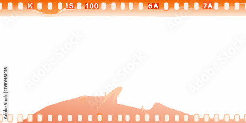 Film strip border with numbers and a mountain like shape below