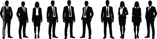 Tableau sur toile Silhouettes of business professionals standing side by side in formal attire rep