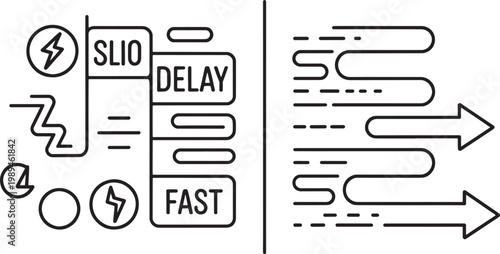 Diagram depicting the transition from slow and inefficient workflows to rapid streamlined processes highlights the importance of operational speed and efficiency in modern business systems.