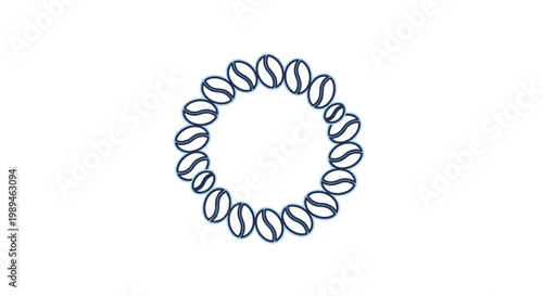 A blue DNA double helix structure on a white background with a circular shape and a scientific theme.