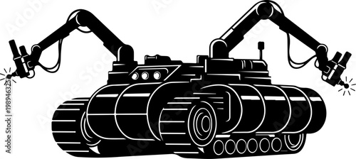 Industrial tank, robotic arms, mechanical vehicle, heavy machinery