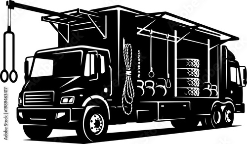 Tow truck, service vehicle, roadside assistance, transport illustration