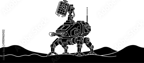 Robotic dog, futuristic robot, metallic creature, sci-fi vector