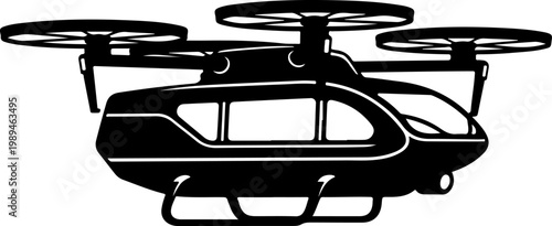 Black helicopter icon, drone silhouette, aircraft symbol, transport illustration