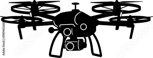 Drone, Aerial, Camera, Vector, Black, Icon, Symbol