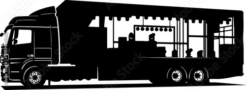 Food truck, vector food truck, black food truck, truck silhouette, food delivery truck