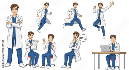 Collection of Doctor Poses and Actions.