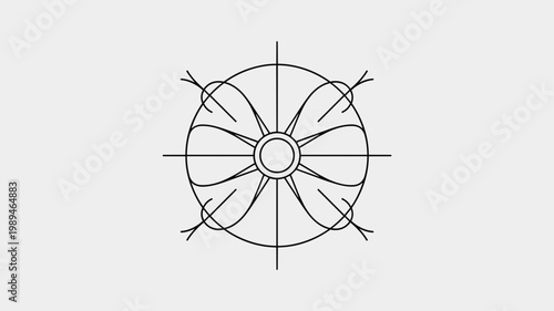 Symmetrical magnetic field reactor icon – Suitable for physics laboratory materials, high-tech energy, or innovation branding.