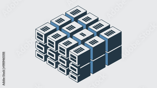 Stacking blue-accented server blades – Ideal for high-performance computing, data center infrastructure, or enterprise storage branding.