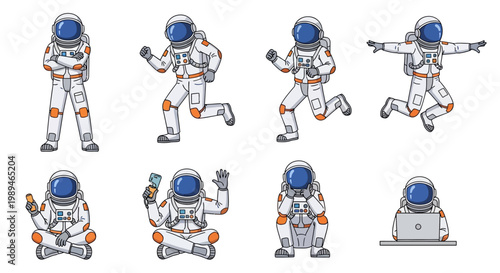 Astronaut Poses Collection Space Exploration Characters.