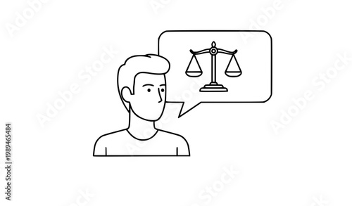 Legal advice icon person speech bubble scales of justice vector