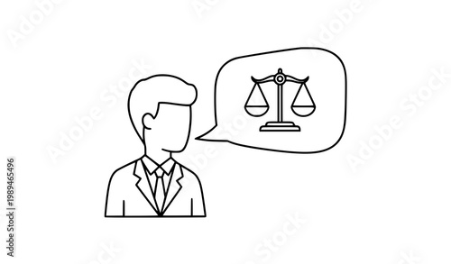 Law consultation icon scales speech bubble person vector illustration