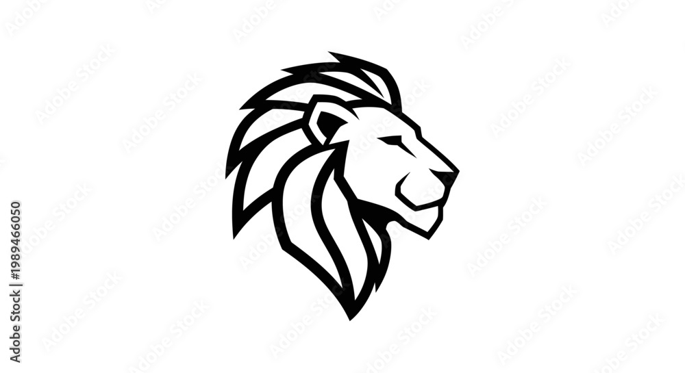 Fototapeta premium Lion head, black, vector icon, animal symbol, logo design