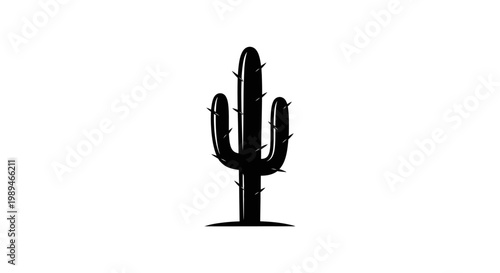 Cactus icon, black silhouette, desert plant, vector graphic