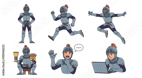 Collection of Knight Poses and Actions.