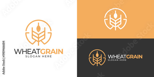 Creative simple wheat grain logo template. Abstract letter W and G for wheat grain, rice organic farm logo design vector illustration.