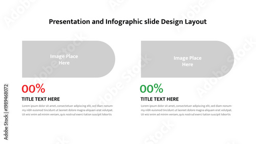 Clear infographic slide layout presenting two comparative sections with percentage indicators