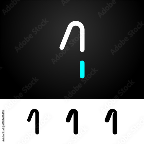 Number 1, numeral one, including set of four different numbers, vector illustration 10EPS