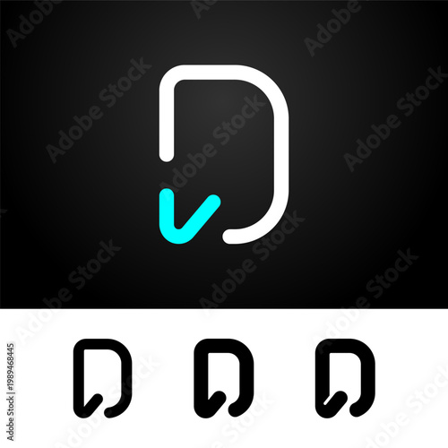 Letter D, alphabet logo font, including set of four different set letters, vector illustration 10EPS