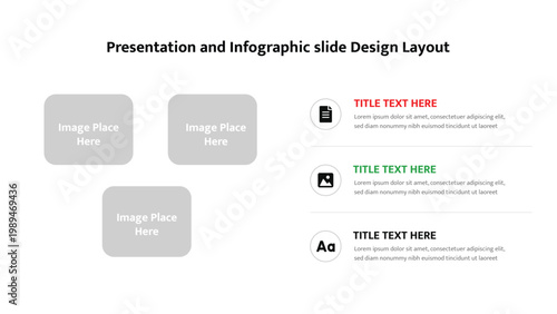Versatile infographic slide layout displaying three image placeholders and corresponding textual points