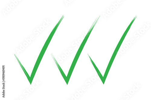 Hand drawn brush stroke approval tick mark sign icon set green success symbol vector illustration