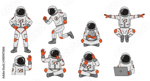 Astronauts in Various Poses and Activities Collection.