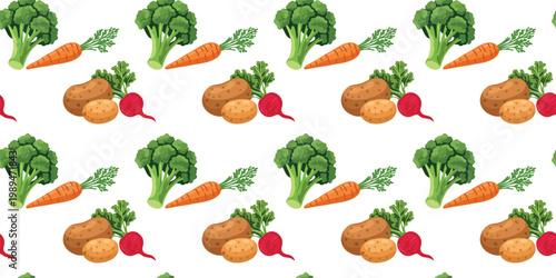 carrot potato radish broccoli seamless pattern