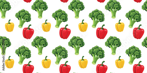 vibrant veggie mix repeat background broccoli with colorful peppers