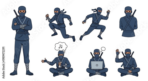 Collection of Ninja Poses and Actions.