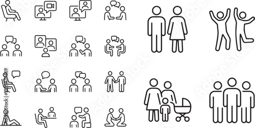 Relationships Professional Meetings Online Counseling Community Support and Diverse Human Connections Symbols