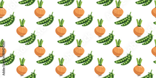 minimal garden vegetables seamless design onion green peas