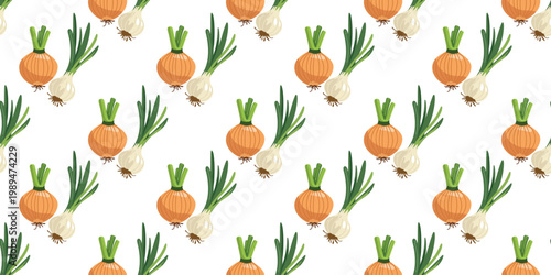 assorted onion varieties repeat background seamless design