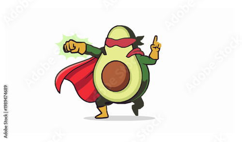 Avocado superhero mascot fun adventure vector illustration