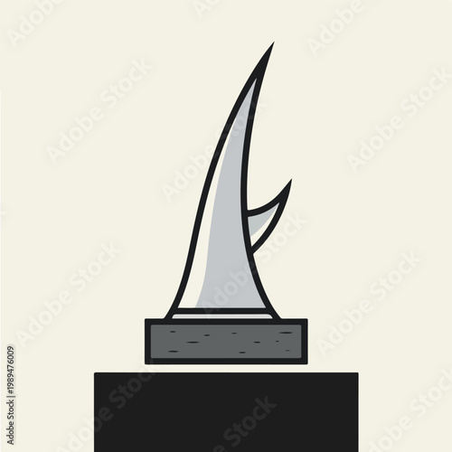 Sculpture of Sailboat on Black Base.