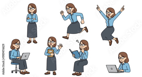 Collection of Businesswoman Poses and Actions.