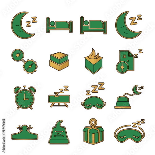 Collection of Sleep and Rest Related Icons.