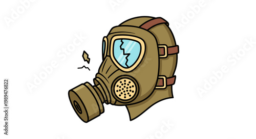 Broken Filter on an Old Gas Mask Evokes Forgotten Times of Struggle and Survival in a Desolate Landscape