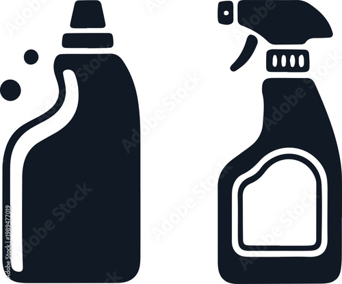 Cleaning products bottle and spray bottle for home hygiene vector.
