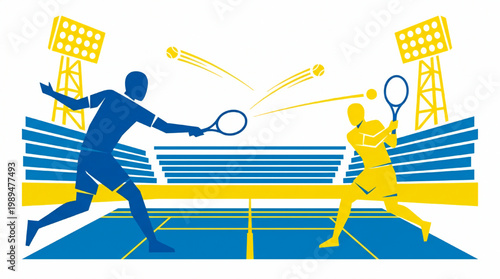 Two tennis players in action on court.