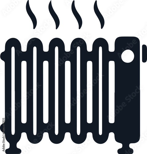 Radiator vector symbol isolated on transparent background. Heating system icon.