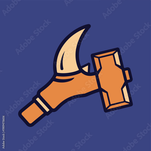 Stylized cartoon illustration of a fantasy hammer with horn detail.