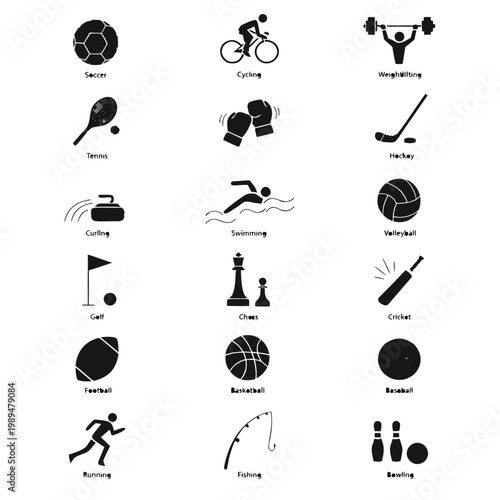 collection of sports and leisure activities flat design vector illustration